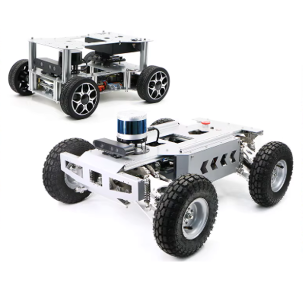 Robot chassis with large wheels on a white background